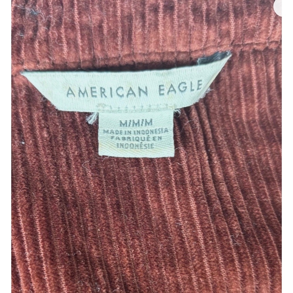 American Eagle Corduroy Tiered Shirtdress Rust Brown M Cottagecore Boho Indie - Picture 7 of 10